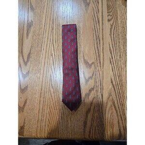 Pronto•Uomo 100% Silk Necktie Classic XL 61” Burgandy Christmass Tree Men’s Tie